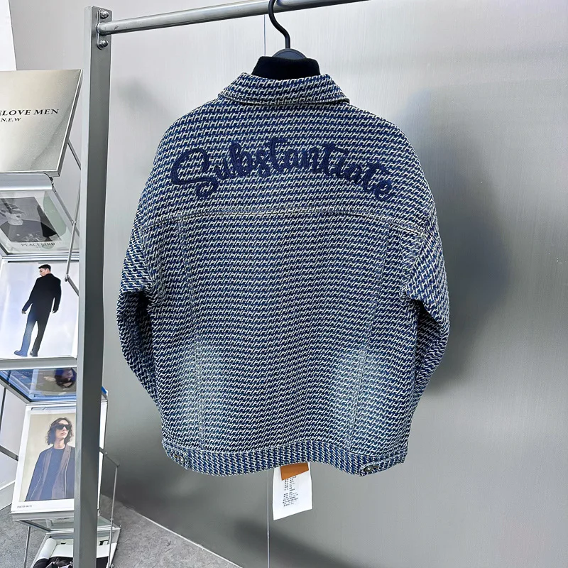 

Faionable Autumn Winter Men's Denim Jaet Loose Fit American Sle Youth Trendy Casual Workwear Embroidered Letter Jaet