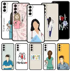 Phone Case For Samsung Galaxy S24 S23 Ultra S22 S21 S20 FE 5G S10 S10E S9 Plus S8 Soft Black Cover Doctor Nurse Medical Medicine