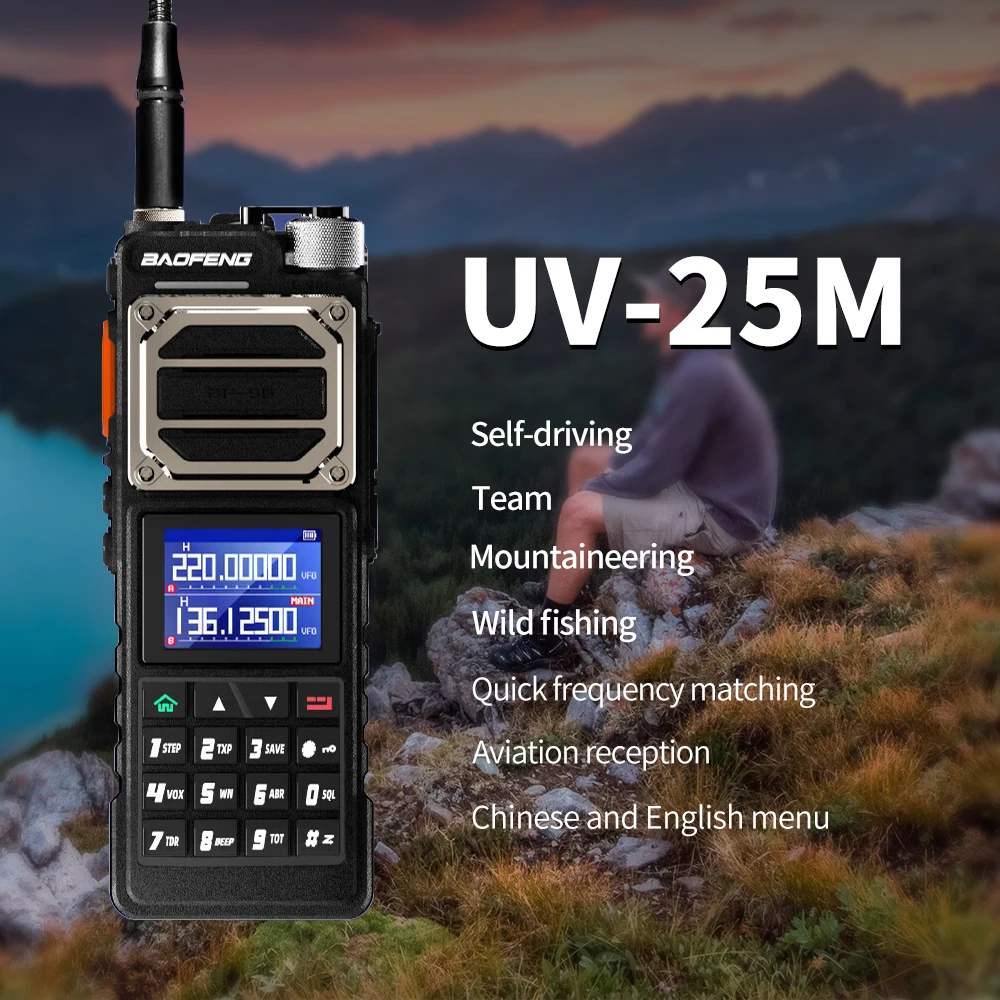 1PC Baofeng UV-25M Two Way Radio 10W Walkie Talky Long Range Type-C Charging AM FM NOAA Transmitter Handheld Wireless Woki Toki