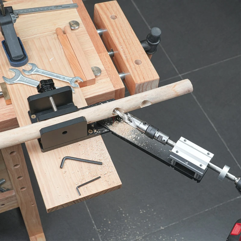 

Профессиональный регулируемый угловой позиционер для сверления отверстий под круглые шканты, направляющая для сверления, инструмент для деревообработки