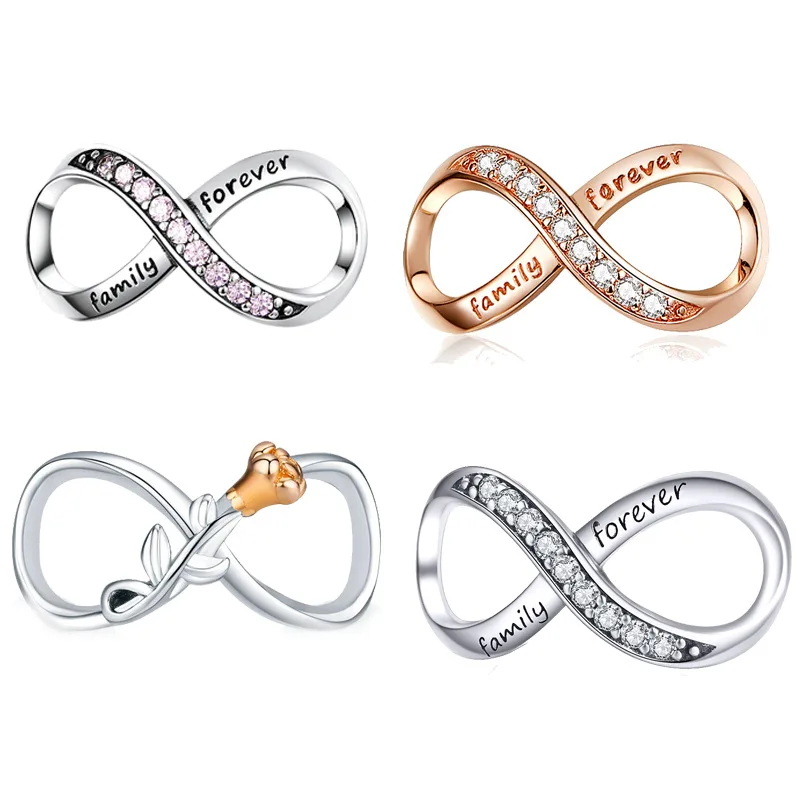 Silver Colour Infinity Eternal Symbol Charm Bow Tie Beads Fit Pandora Original Bracelets Fashion DIY Woman Jewelry Making