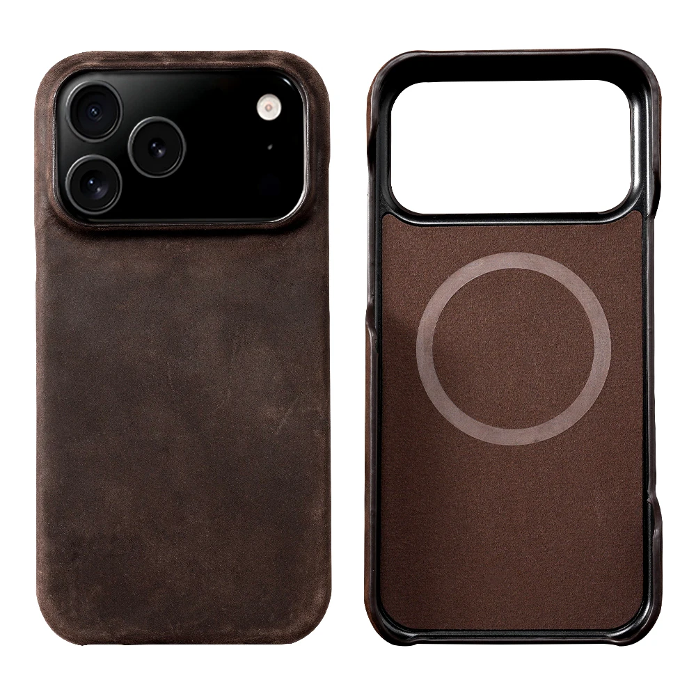 Etui Magsafe do iPhone 15 16 17 18 Pro Max Air Promax 17Pro 16Pro 18Pro Retro Luksusowe Oryginalne Etui z Naturalnej Skóry PULL-UP — zdjęcie produktu 7