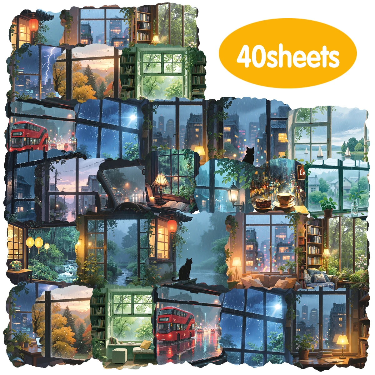 

40 шт. наклейки из ПВХ с рисунком дождя снаружи окна для ноутбука, дневника, багажа, холодильника, украшения комнаты, декор своими руками