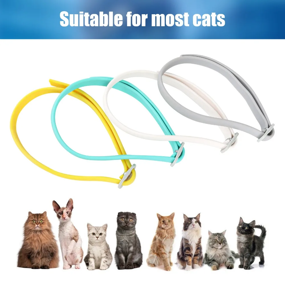 4pcs for Cats Dogs Adjustable Size Collar for Cats Dogs Collar Reduces Anxiety Stress Cat Collar Yellow，White，Gray，Blue