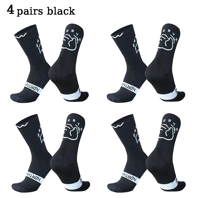 New byebye patterned cycling socks for breathability and sweat absorption, professional road cycling socks 4 pairs