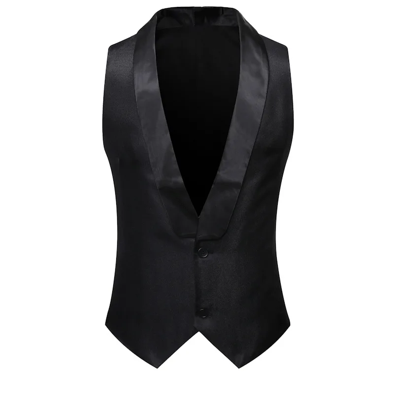 H829 European size men's green shawl collar contrast vest men's suit dress sleeveless vest