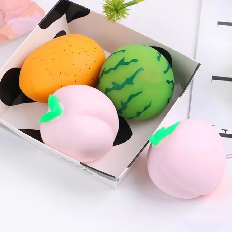 Summer Simulation Funny Fruit Watermelon Orange Left Restless Toy To Relieve Stress Stress Ball Slow Rebound Mini Sensory Toy