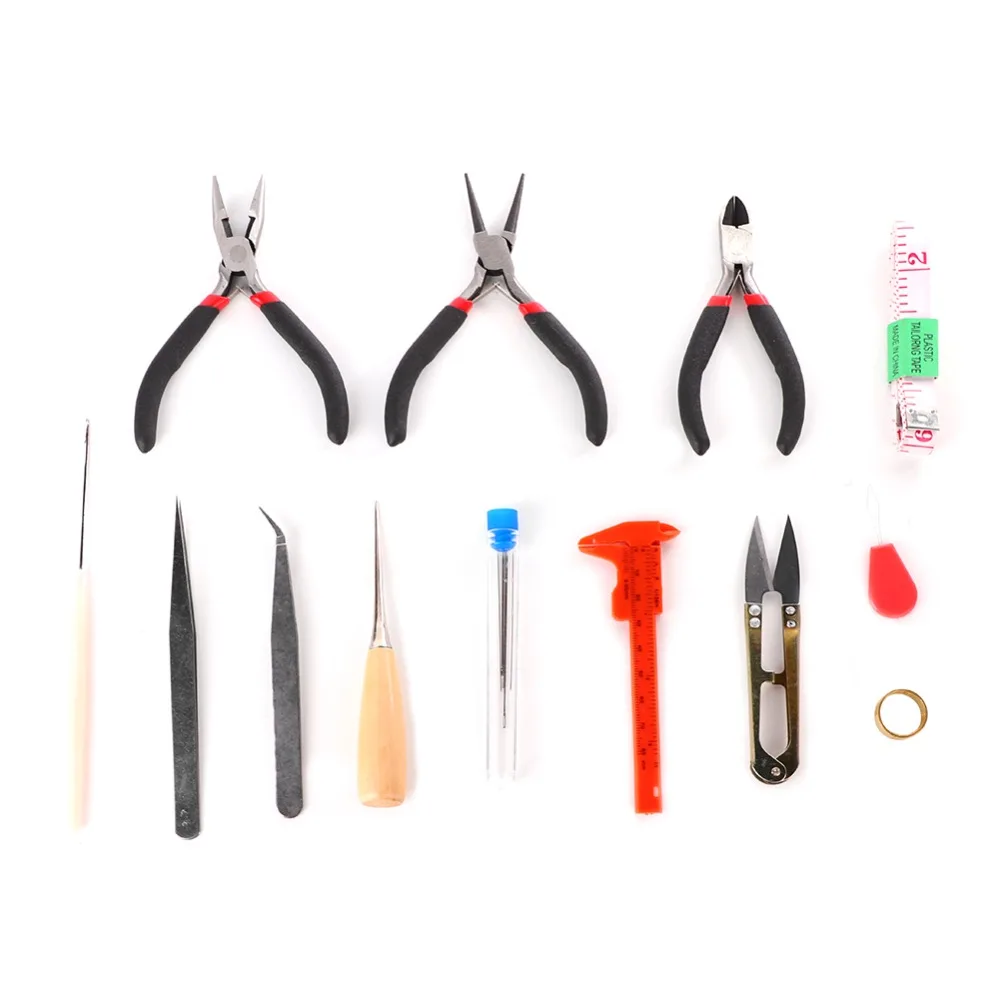 

14pcs Precision Metal DIY Jewelry Tools Black Mini Design Mini Scissors Pliers Handmade Tool Kit Electronics Repair