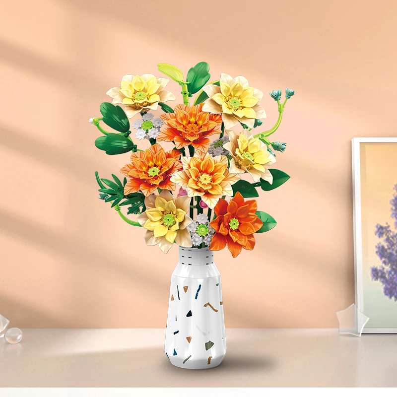 

MOC Valentine's Day and Christmas gift Autumn Chrysanthemum Building block everlasting flower living room decoration toy