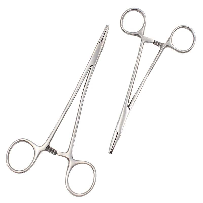 Stainless Steel Locking Forceps Artery Surgical Clamp Curved Straight Tip Fish Hook Pliers Hemostatic Forceps Hand Tools