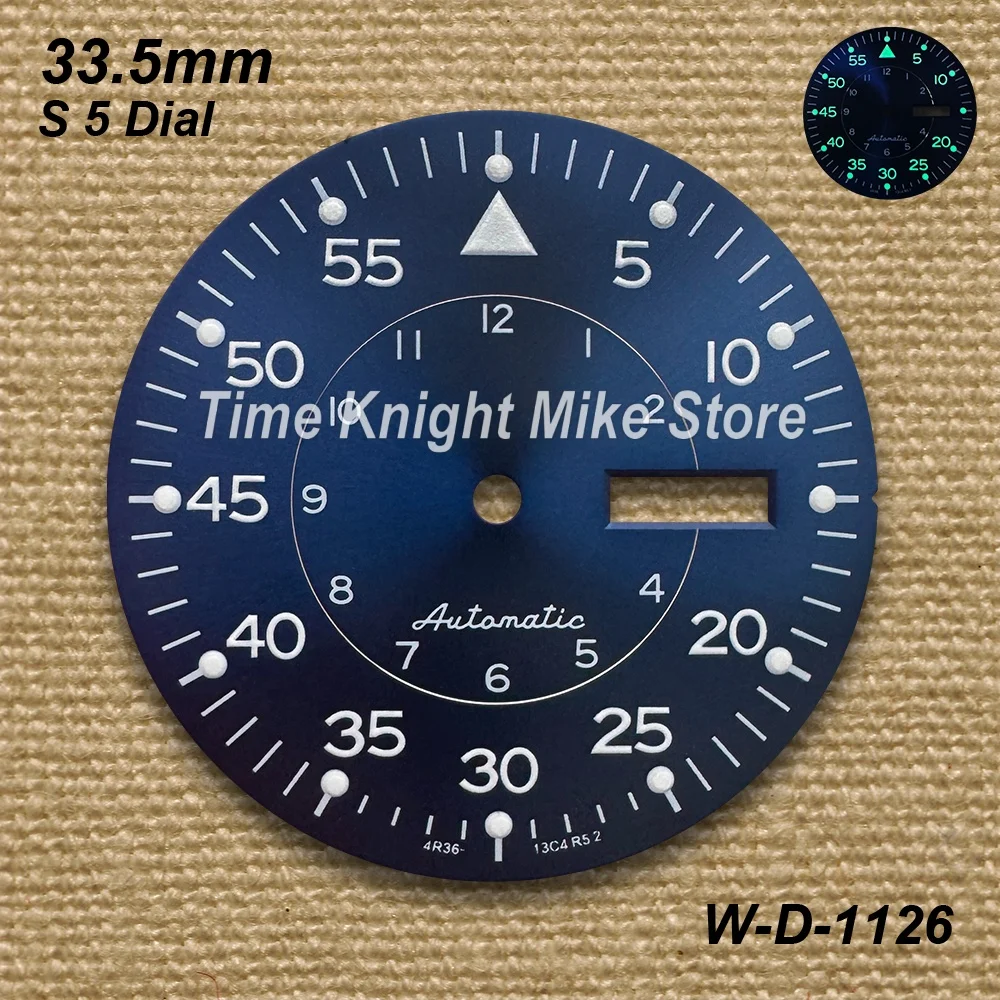 33.5mm Sunray S 5 Dial For NH36/4R36 Movement Green Luminous High Quality Watch Modification Accessories
