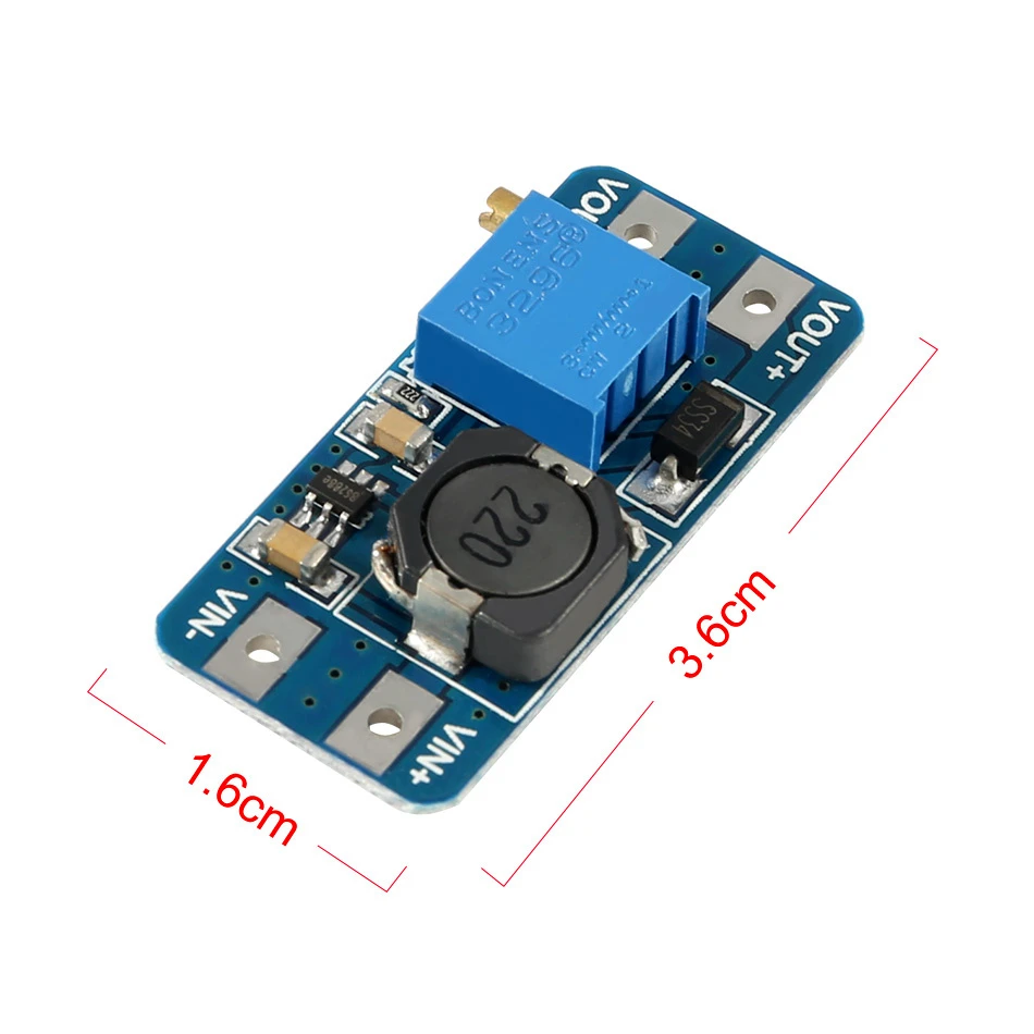 MT3608 DC-DC Adjustable Boost Module Feed Converter Voltage Regulator Module 2V-24V to 5V-28V 2A Power Module