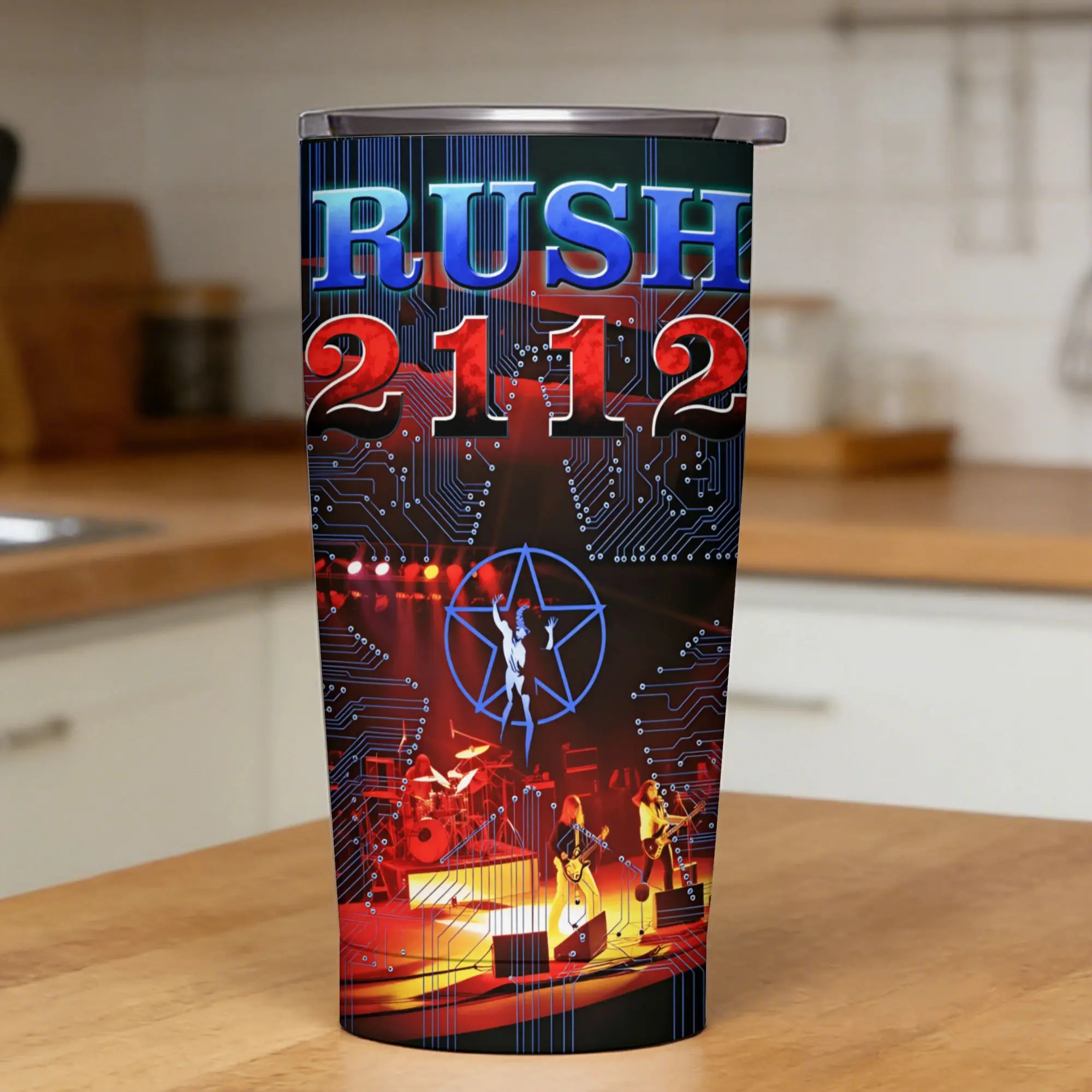Rush Band Tumbler  Beach Large Thermal Cups Leakproof Cold and Hot Milk Tea Water Bottle,