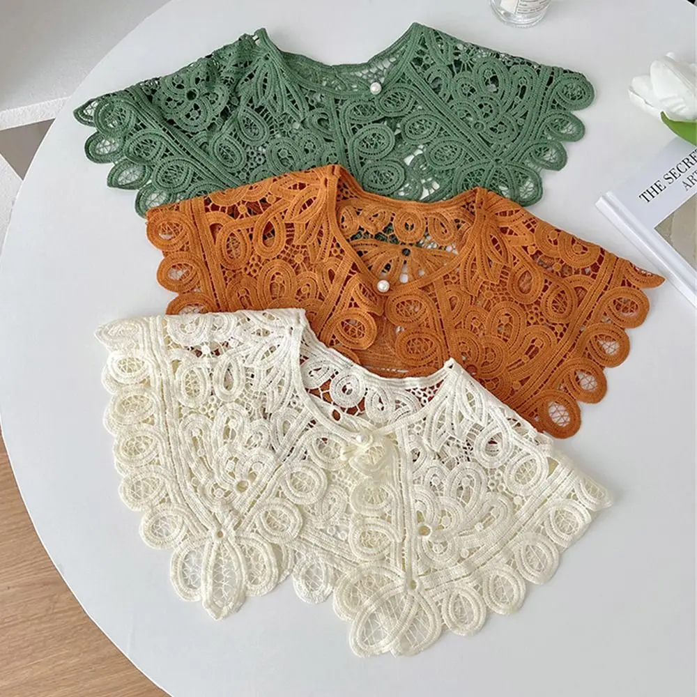 Knitting Fake Collar Casual Solid Color Crochet Detachable Collar Hollow Shawl Women Ladies