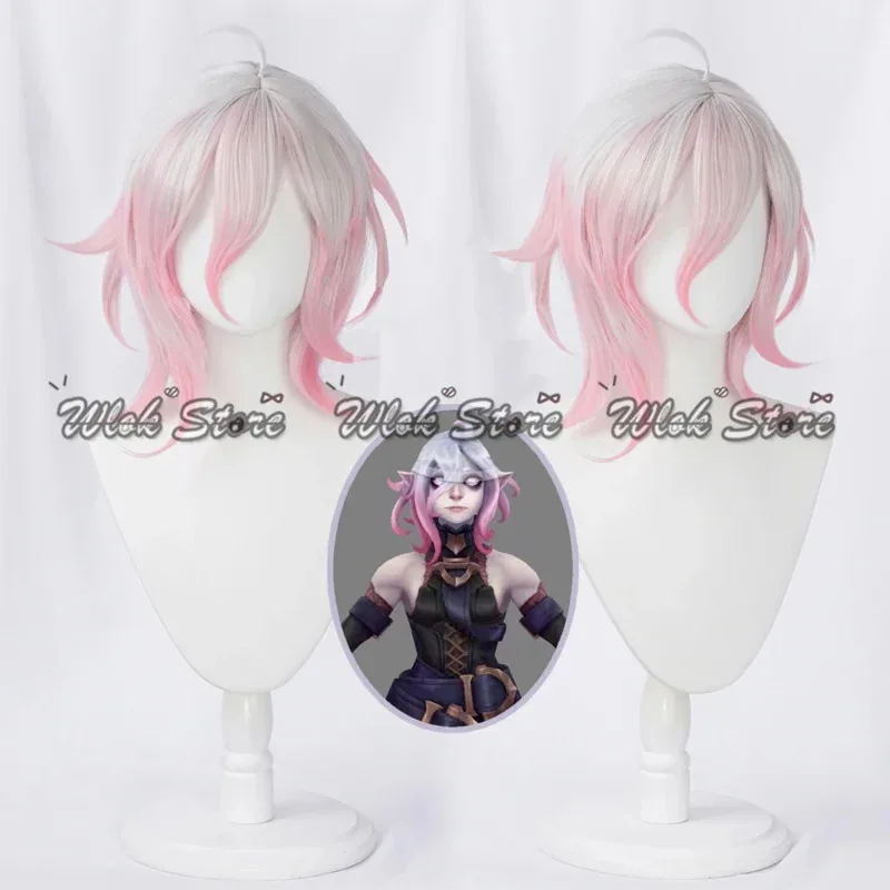 Game Briar Cosplay LOL Wig Outfit Battle Suit Women Halloween Party Carnival Roleplay Costume Briar White Pink Gradient Hair