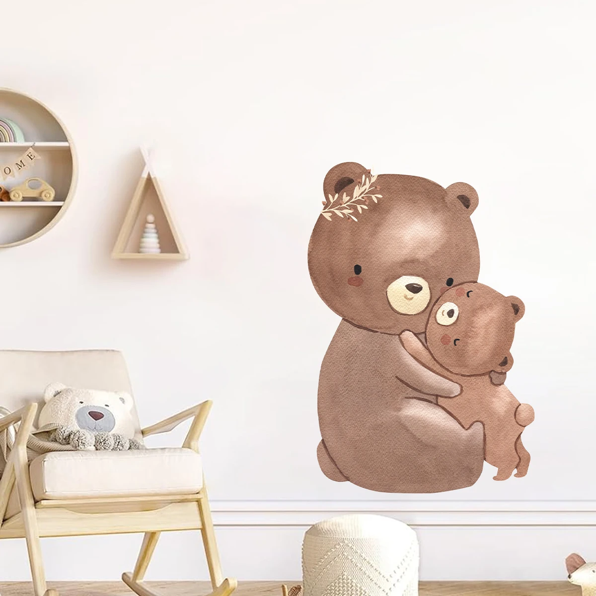 Cute Cartoon Moon Star Sleep Bear Wall Stickers Furniture Bedroom Decor for Kids Room Nursery Home Decoration Wall Decals