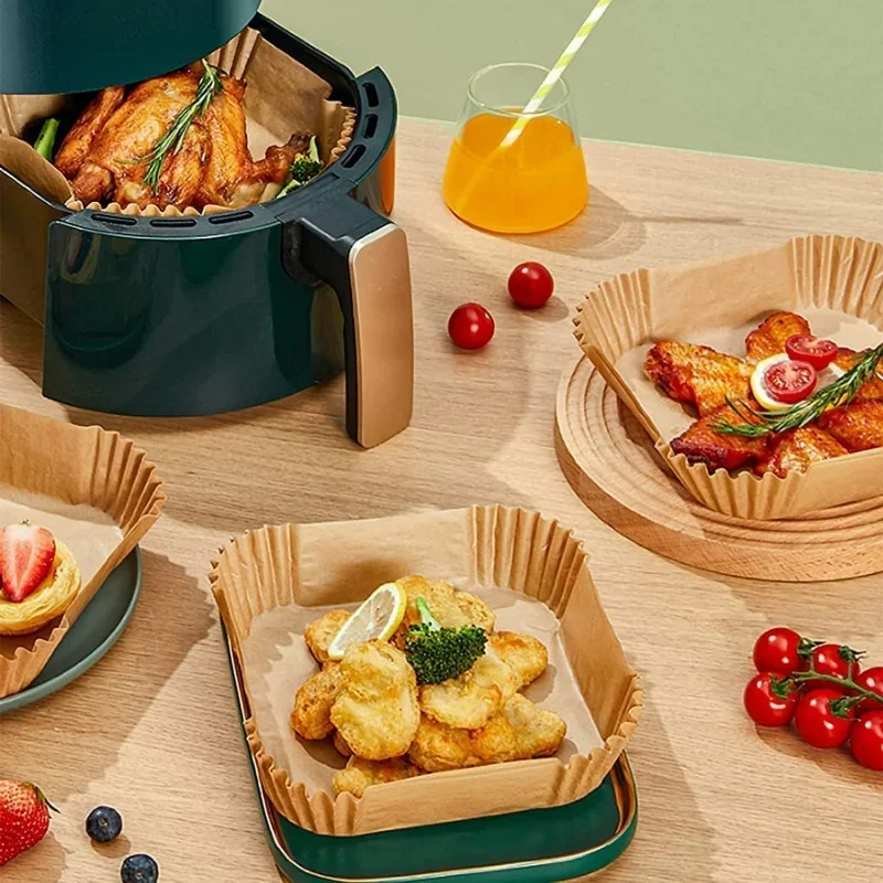 Прямоугольный одноразовый бумажный вкладыш для фритюрницы, водонепроницаемый маслостойкий антипригарный коврик для выпечки для Ninja Foodi, аксессуары для аэрофритюрницы Прямоугольный одноразовый бумажный вкладыш для фритюрницы, водонепроницаемый маслостойкий антипригарный коврик для выпечки для Ninja Foodi, аксессуары для аэрофритюрницы