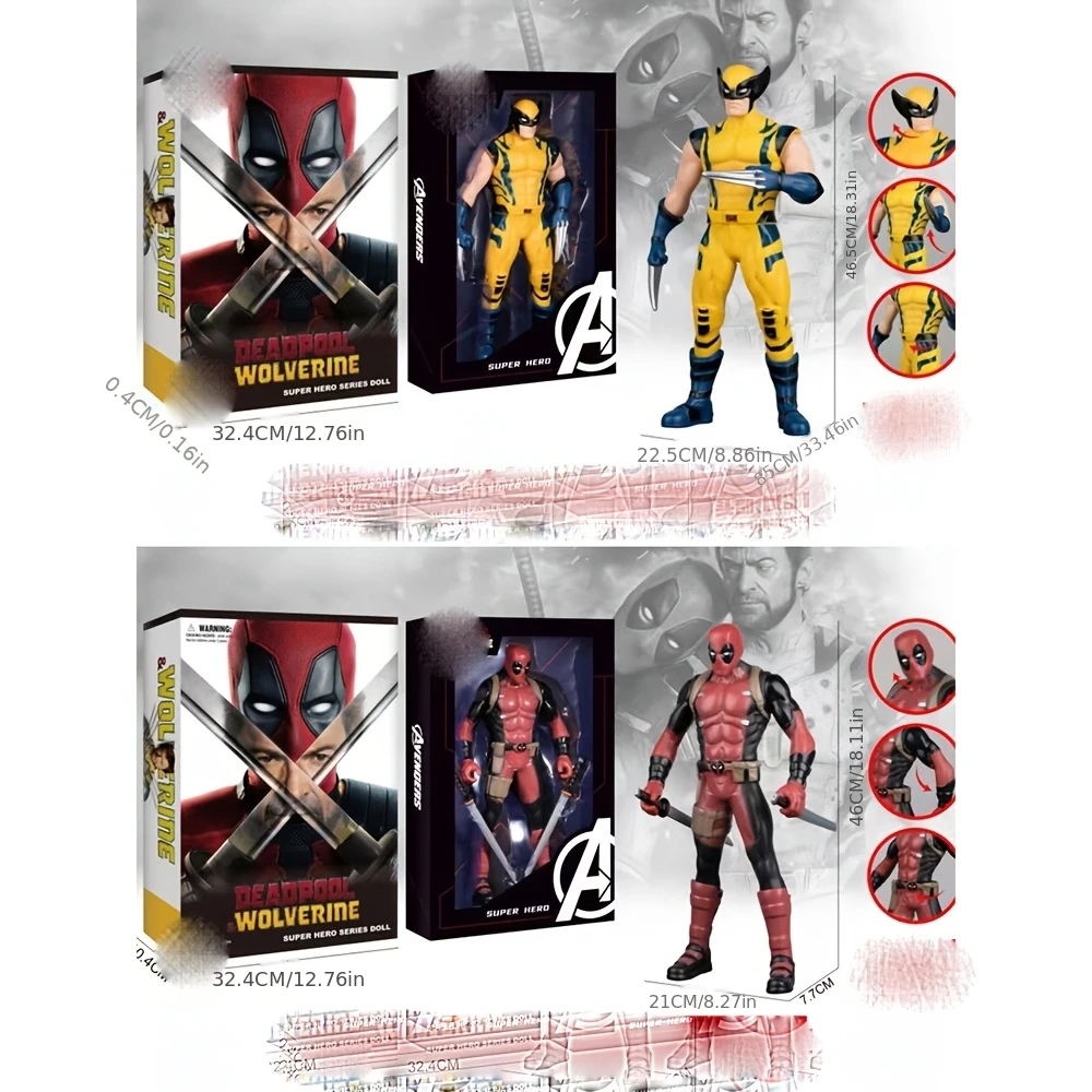 

Коллекционная фигурка Marvel Deathstroke и Wolverine, высотой около 46 см, ультрабольшая, с подвижными суставами, высокого качества, для взрослых (18+).