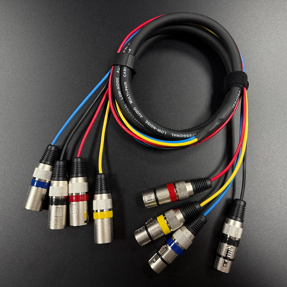 XLR Snake Cables (4 Colored) 4-Channel Microphone Patch Cable 3Pins XLR Male To Female Snake Cable for Live Recording Studios