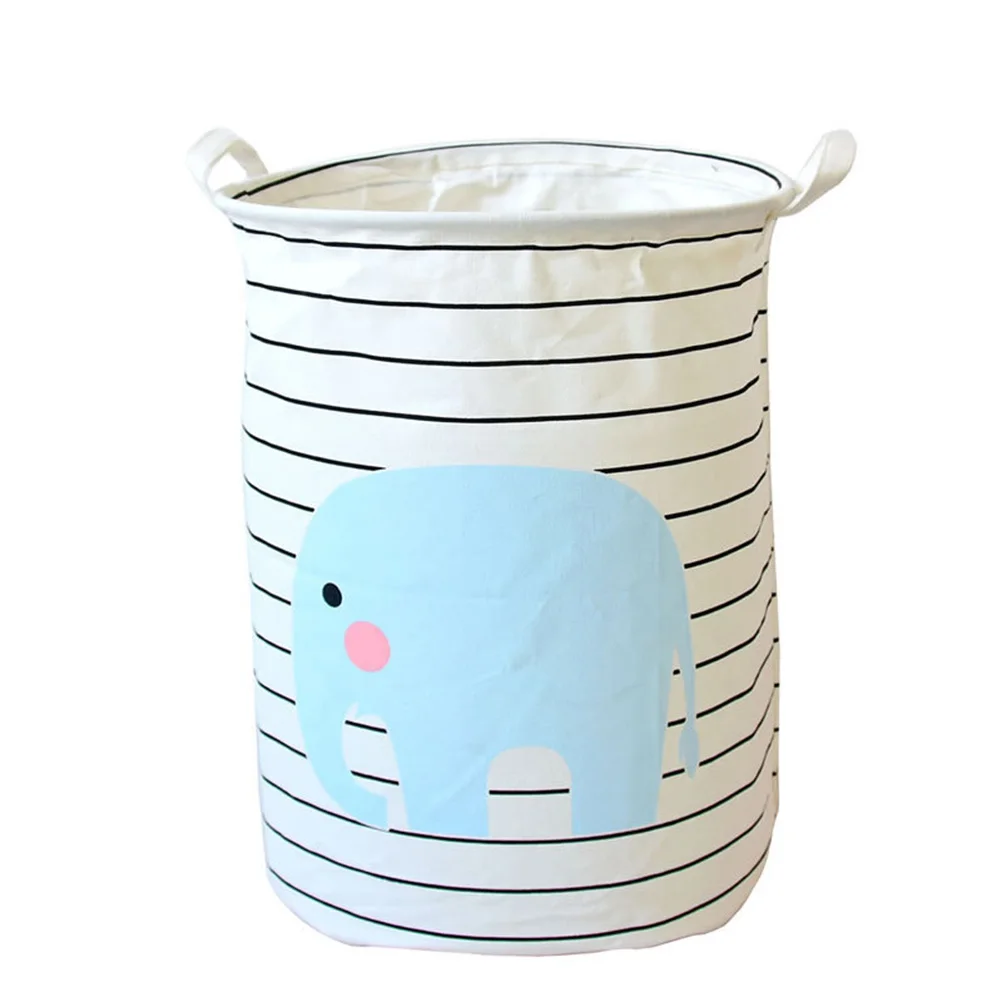

Striped Basket Foldable Bag Large Capacity Storage Bucket Clothes Organizer Cartoon Pattern Home Tidy Solution
