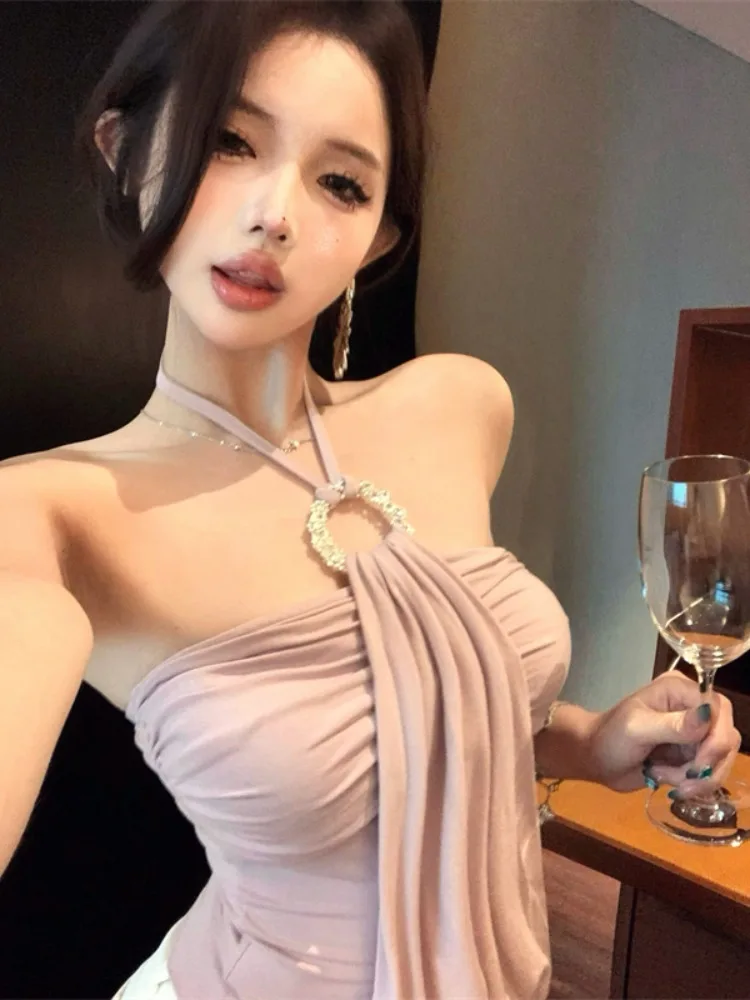 

Design Sensation Hollow out Neckline Women's Top Elegant Ladylike Slim Fit Tube Top Summer Pure Desire Sleeveless Vest