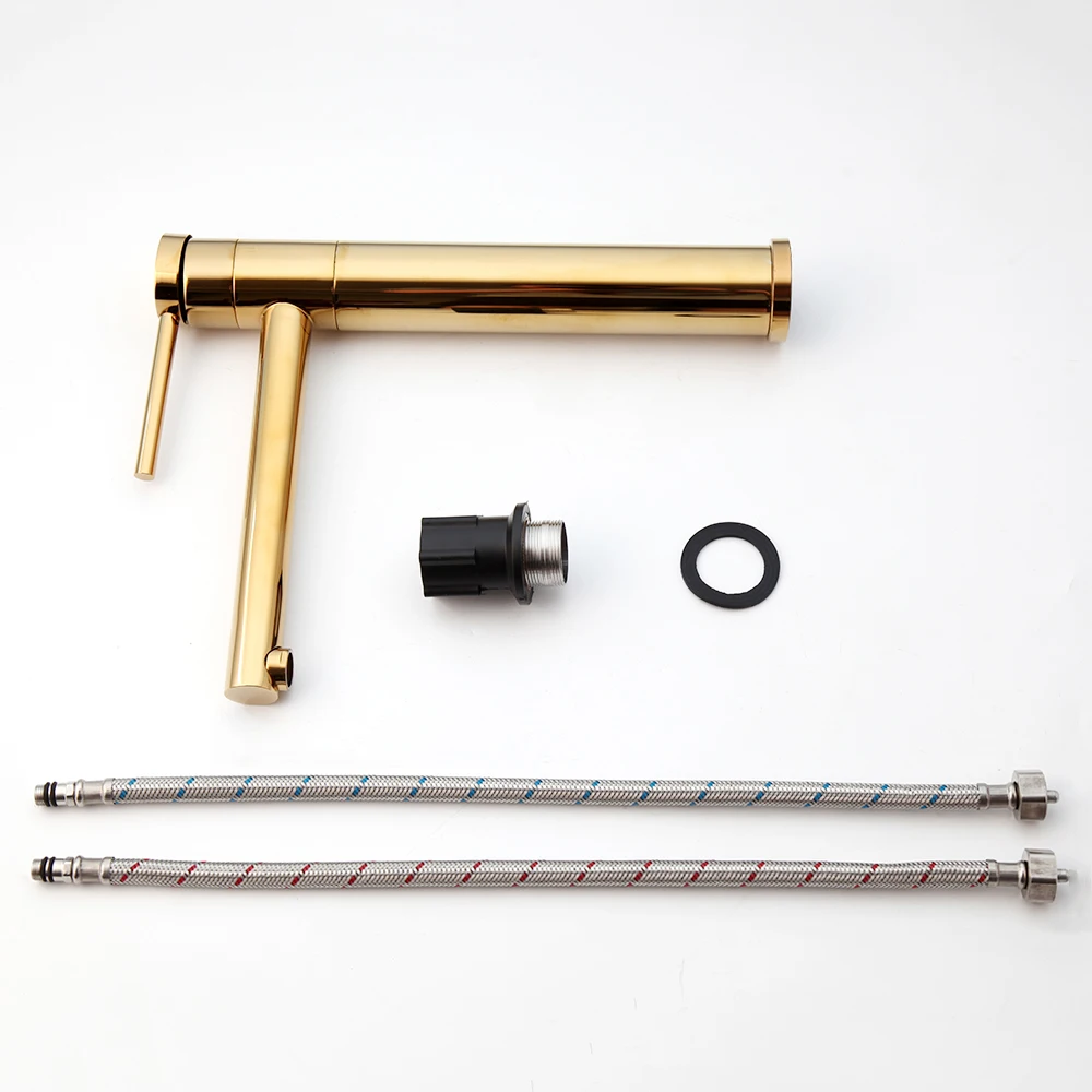 Torayvino Black Gold Bathroom Faucet Single Hold Modern 360 Swivel Deck Mounted Hot & Cold Torneira Basin Sink Mixer Water Tap