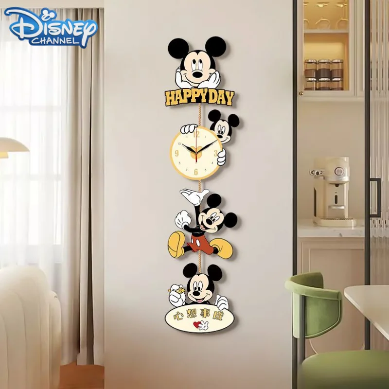 New Disney cartoon creative Mickey Minnie living room decoration wall clock gift cute animation movie decoration hanging picture