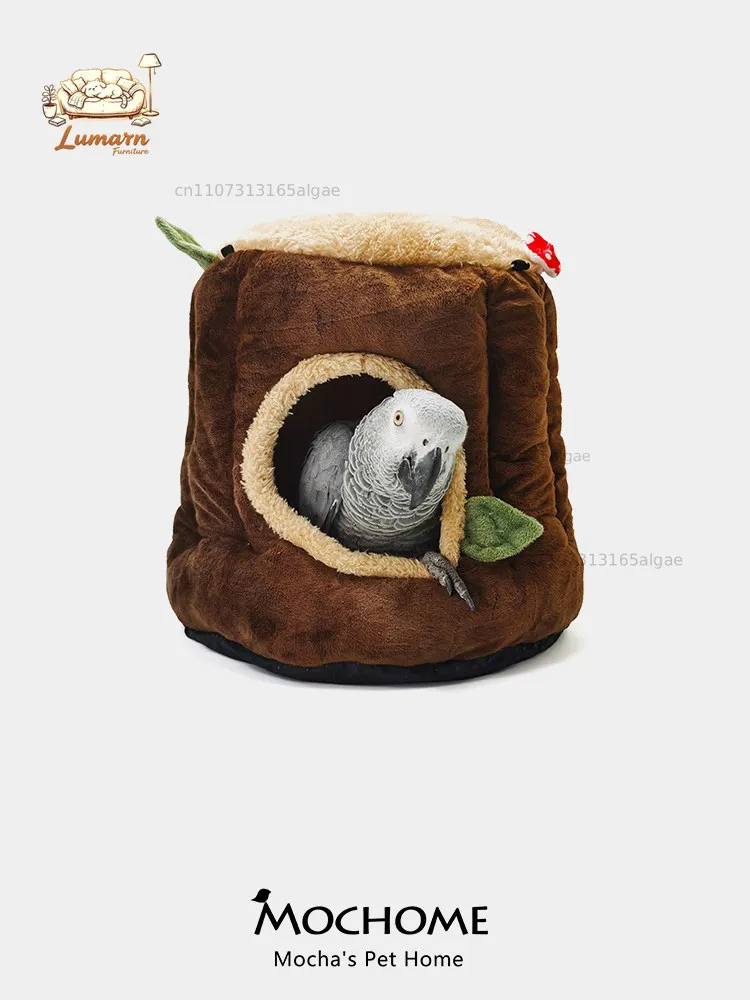 Black phoenix, tiger skin, peony, parrot, bird, warm in winter, tree hole-shaped bird's nest, some medium and large parro