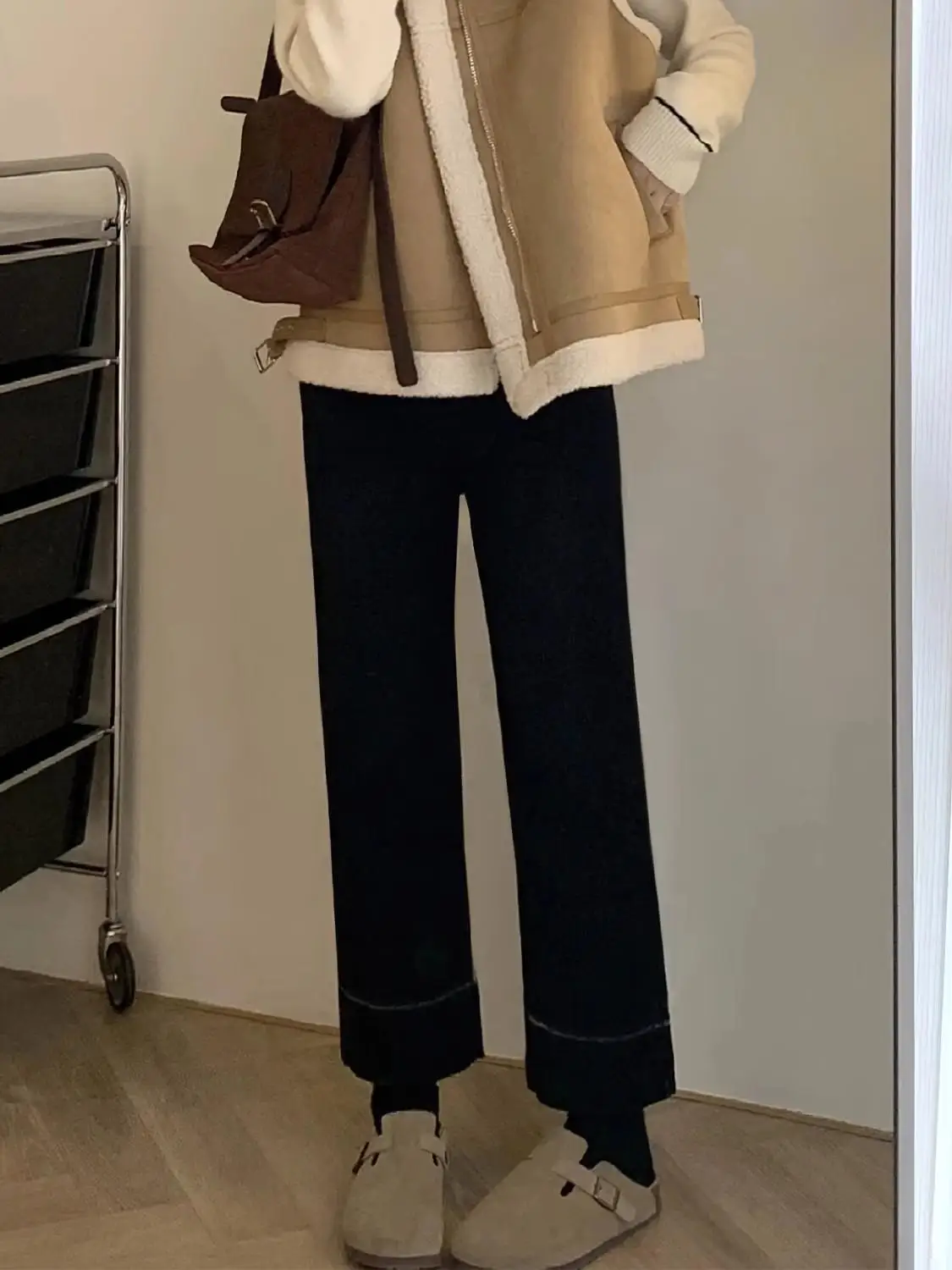 

High Waist Straight Leg Bla ey Denim Jeans Women's plus Size Spring Autumn Versatile Slimming Nine Point ing Autumn W...