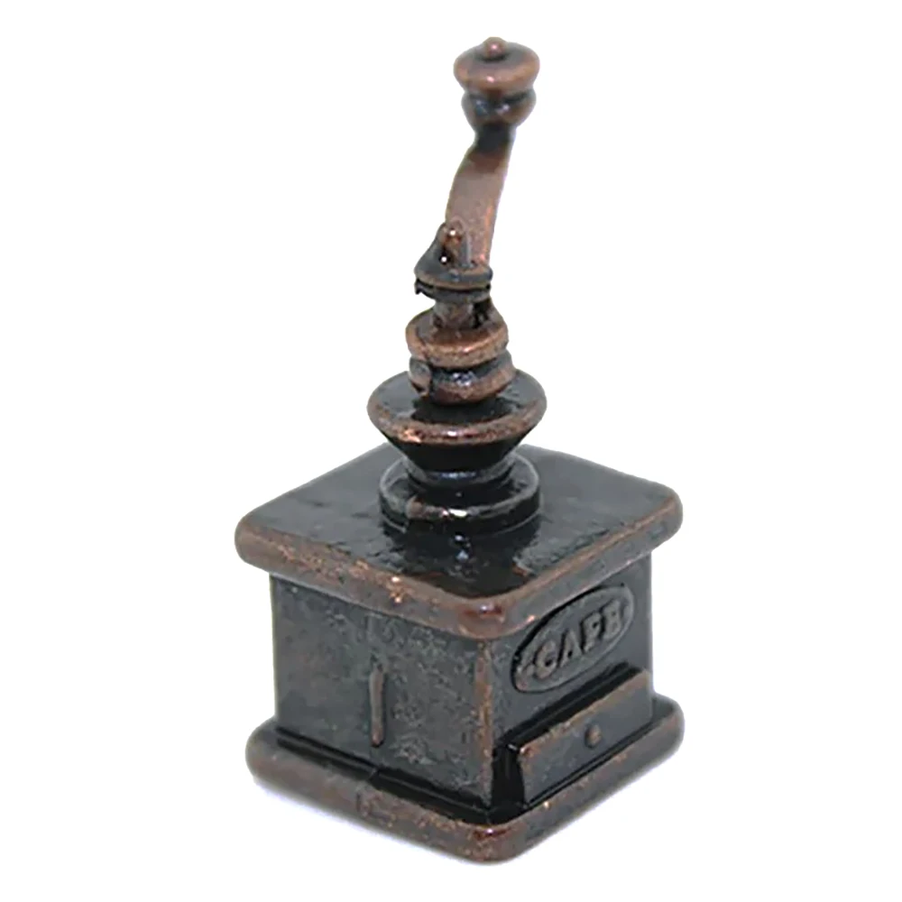 1/12 Dollhouse Miniature Accessories Mini Metal Retro Coffee Grinder Coffee Machine Model for Doll House Home Decoration ob11