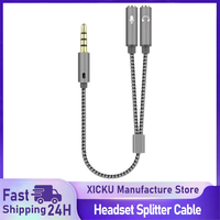 Headset Splitter 3.5mm Audio Mic Stereo Headphone Splitter Audio 3.5mm 4 Pole Jack Y Cable for PS4 PC Gaming Headset Xbox One