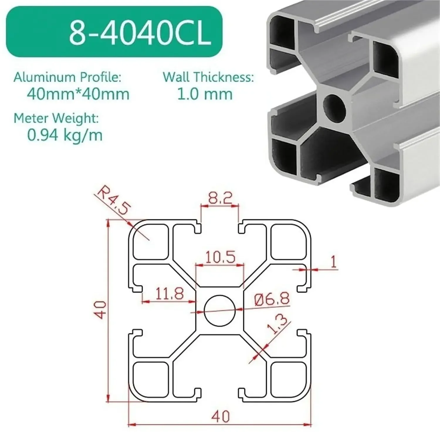 4040 Extrusion Profile Aluminum Linear Rail Rack 40x40mm Frame for Furniture Frame Display Cabinets Industrial Fences Framework(