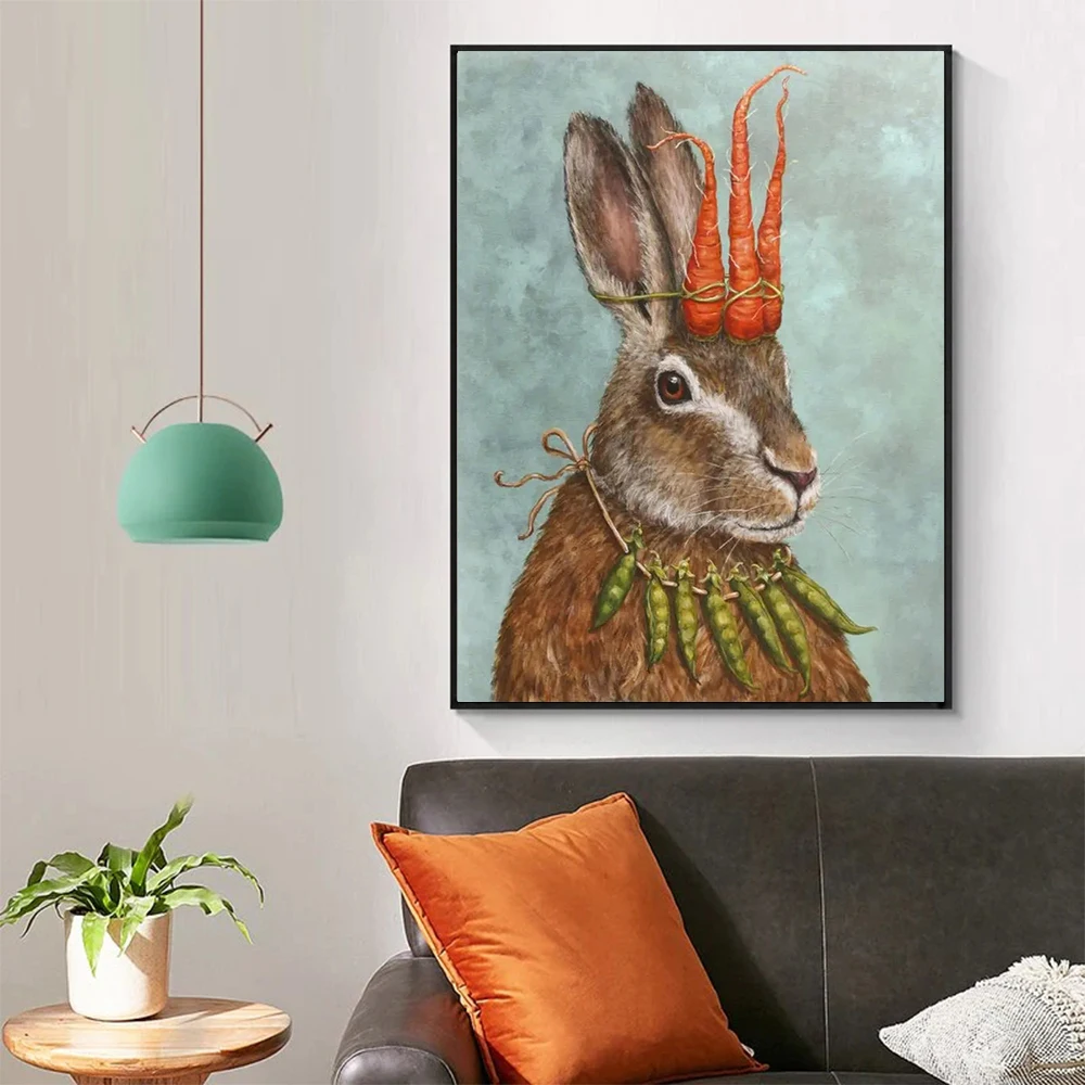 Rabbit Bird Duck and Sheep Canvas Painting Wall Art Pictures Animal Poster Print Drawing For Living Room Home Decoration