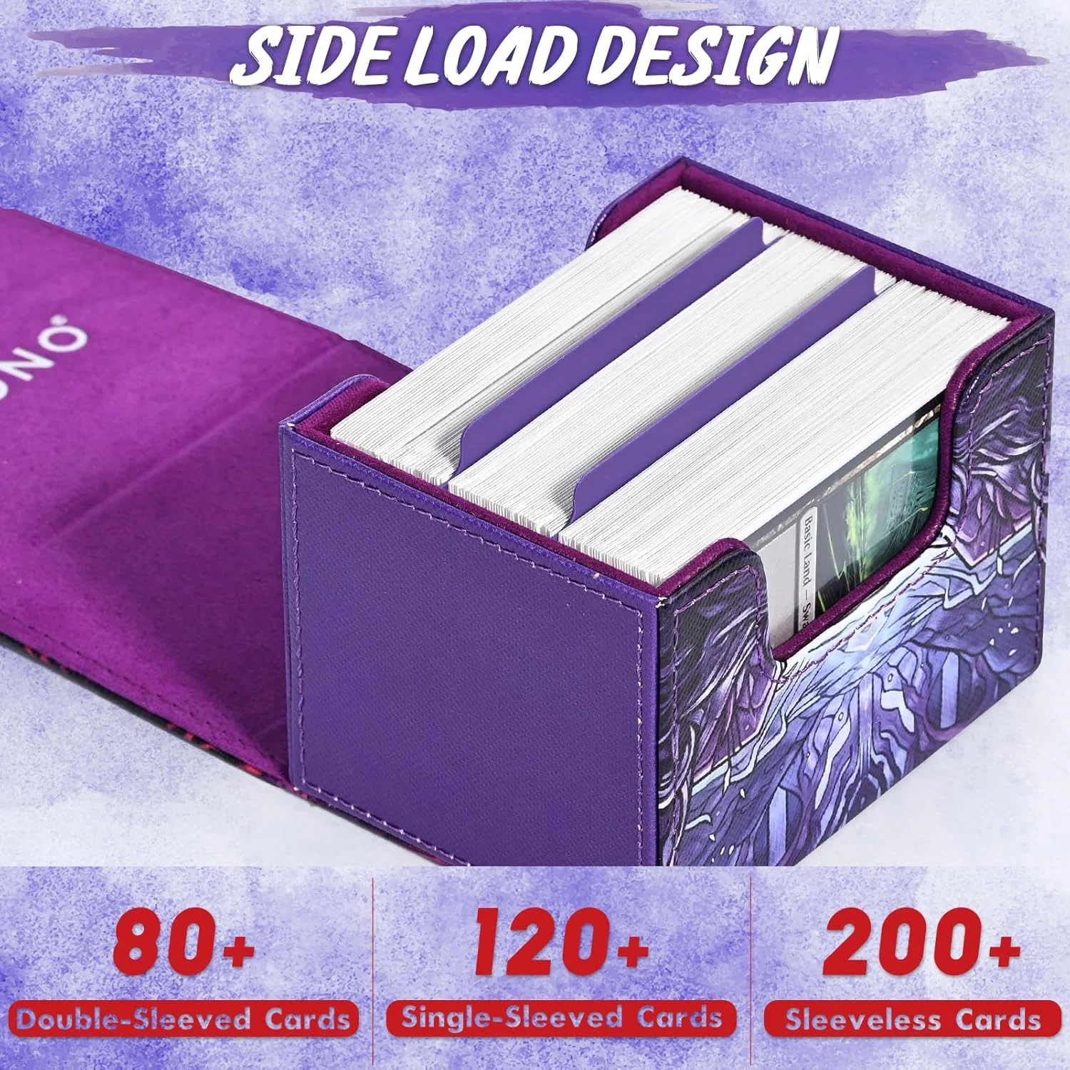 Kartenbox für Musterdruck, Aufbewahrungsbox für Sammelkarten fasst 120+ eingeschlagene Karten, PU-Leder-Aufbewahrungsbox für TCG-Sportkarten – Detail 2