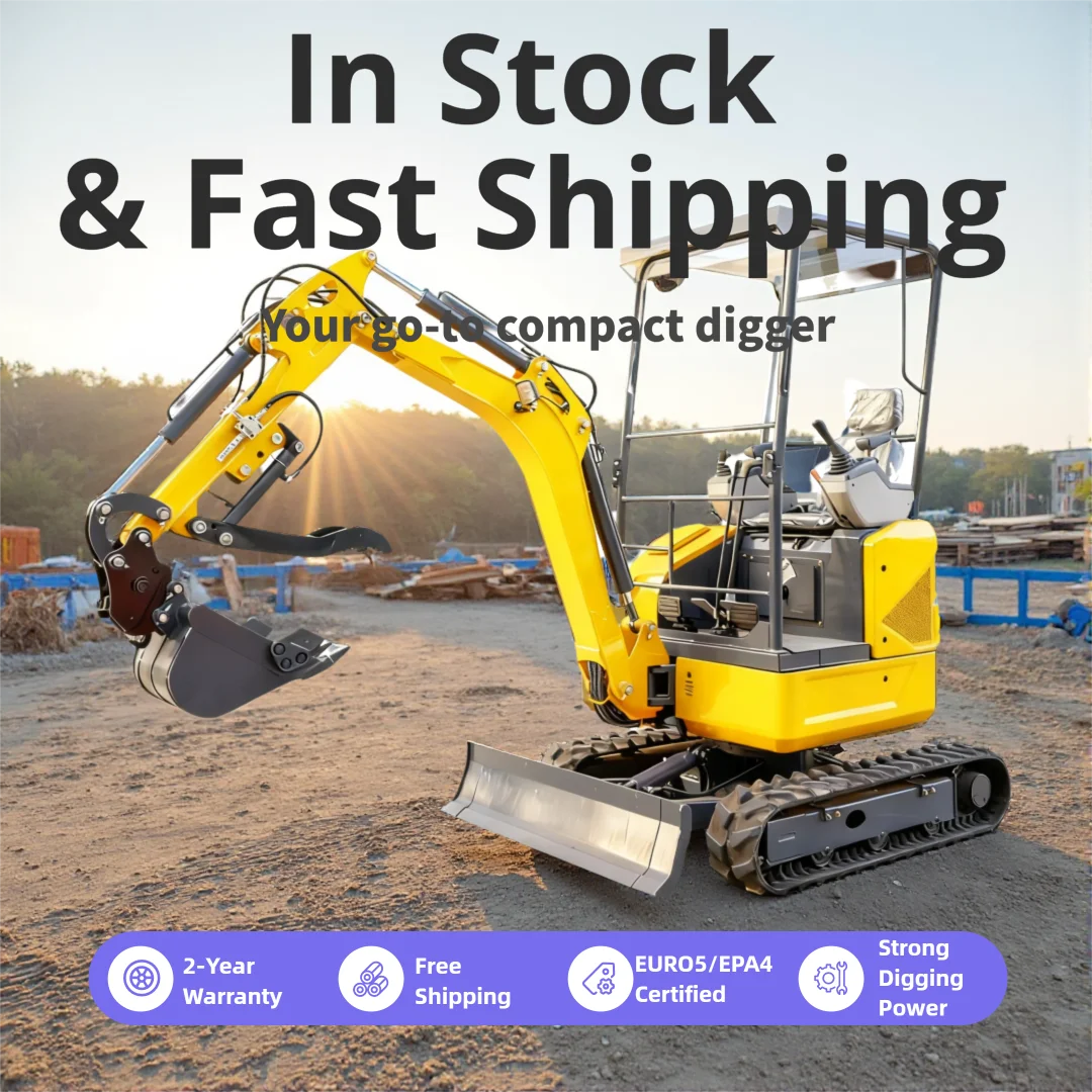 EURO5/EPA4 Certified Mini Excavator with Kubota Engine - 1.6 Ton Hydraulic Crawler Digger with Sensitive Hydraulics & Large Buck