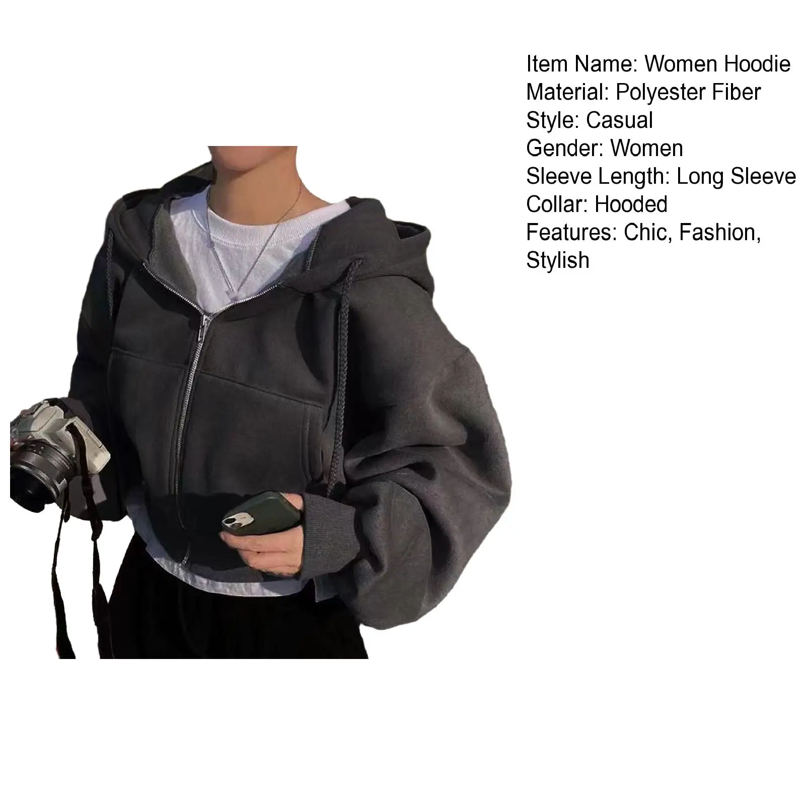 Sweatshirt Hoodie Oversize Hooded Cardigan Sweatshirts Gray Women Clothes Solid Zip Up Hoodies Spring Women Men Top Long Sleeves