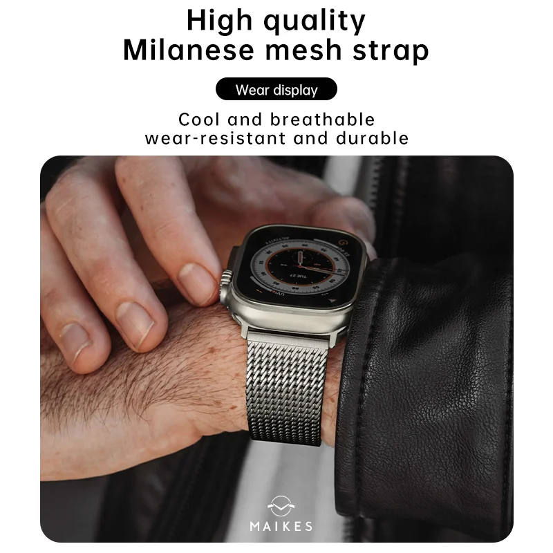 Compatible with Apple Watch Band Series 9, Ultra 2, SE 8 7 6 5 4, Stainless Steel Mesh Watch Bracelet for iWatch Bands 49/45/44