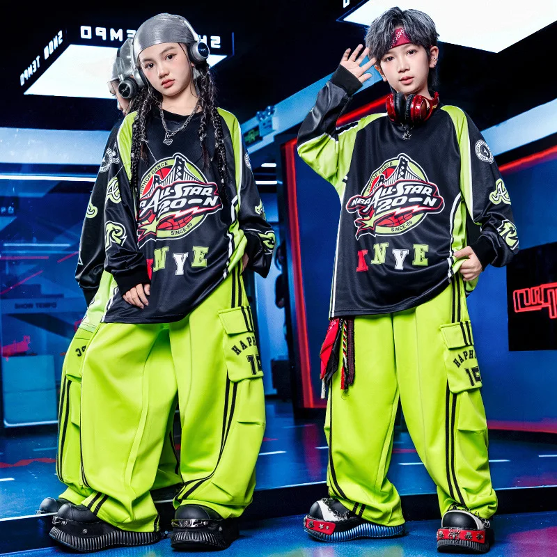 

Kids Boys Girls Streetwear Hip Hop Sport T-shirt Pants Tracksuits Performance Clothes Children Tshirt Trouser Sets Dance Costume