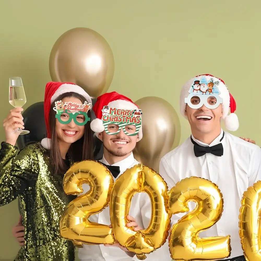 الكرتون عيد الميلاد نظارات الإطار الترتر DIY سانتا كلوز ثلج نظارات رائعة اليدوية السنة الجديدة النظارات الزخرفية حفلة موسيقية الدعائم