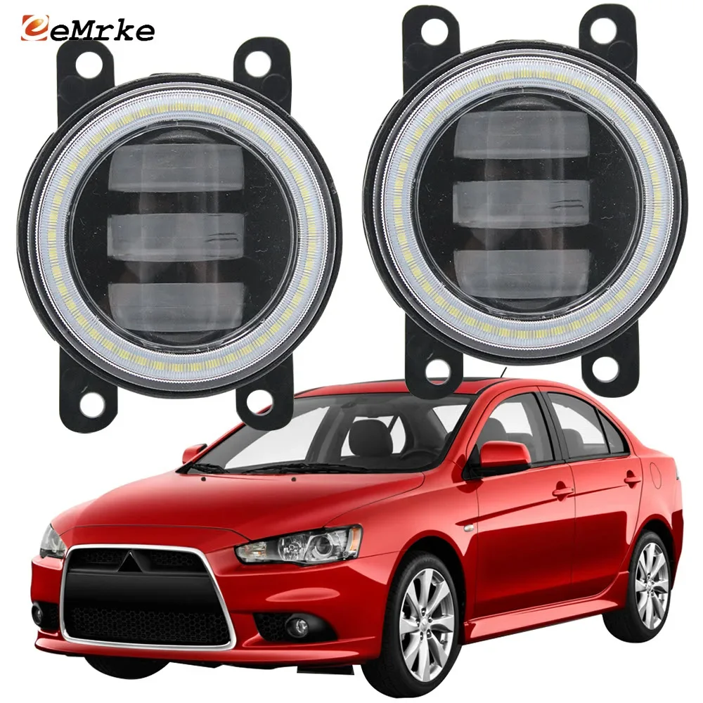 2-Pcs Led Fog Lights Lens Angel Eye DRL for Mitsubishi Lancer Sportback Galant Fortis Sportback 2009~2015 Daytime Running Light