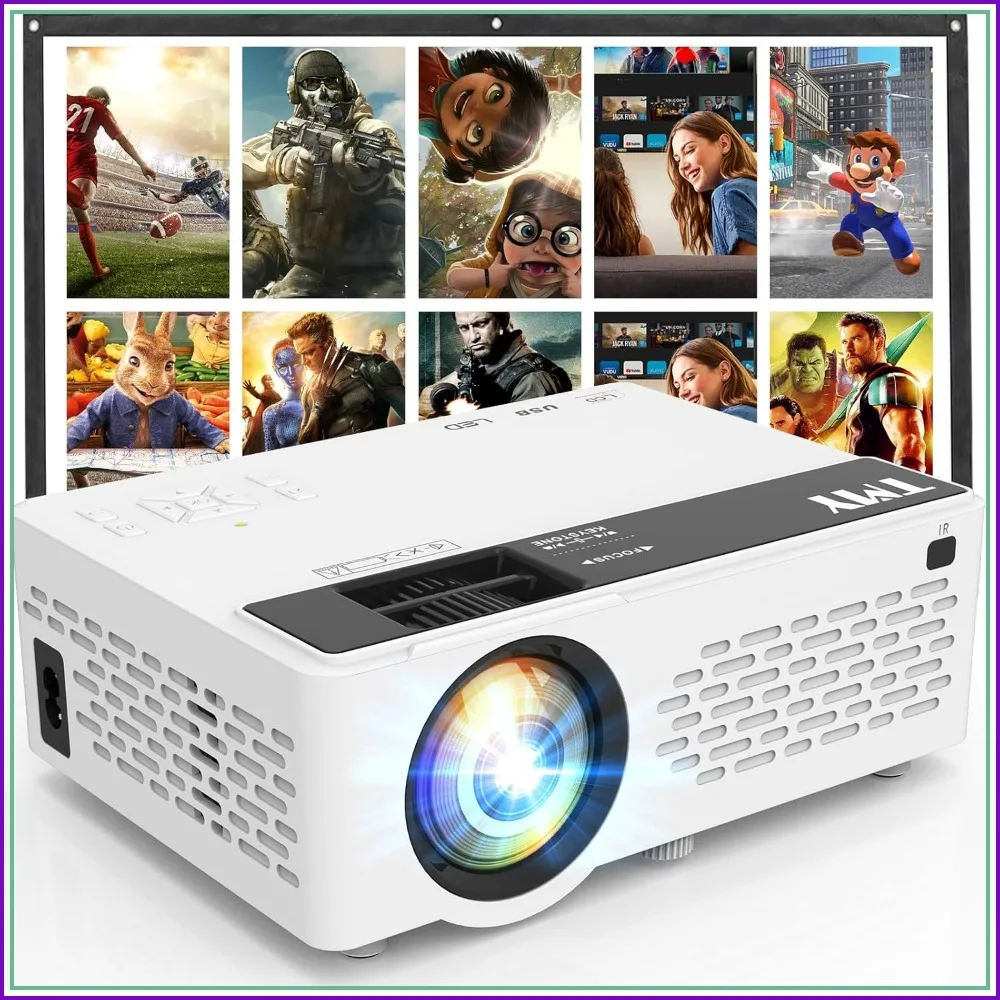 

Portable 1080P Mini Projector with 80" Screen, Bluetooth, HDMI/USB, for Home & Outdoor