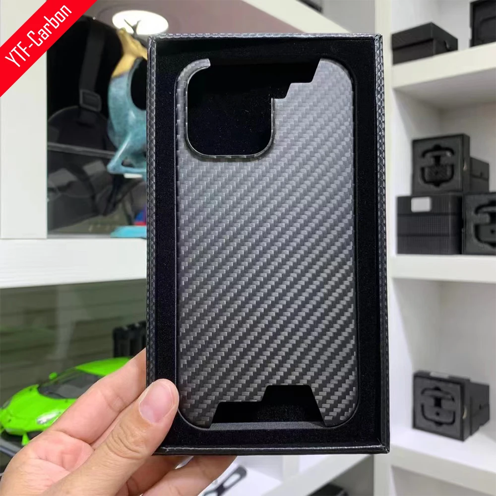 YTF-Carbon Carbon fiber phone case For iphone 14 Pro Max Anti-fall cover Pure carbon fiber phone case for 14 Pro