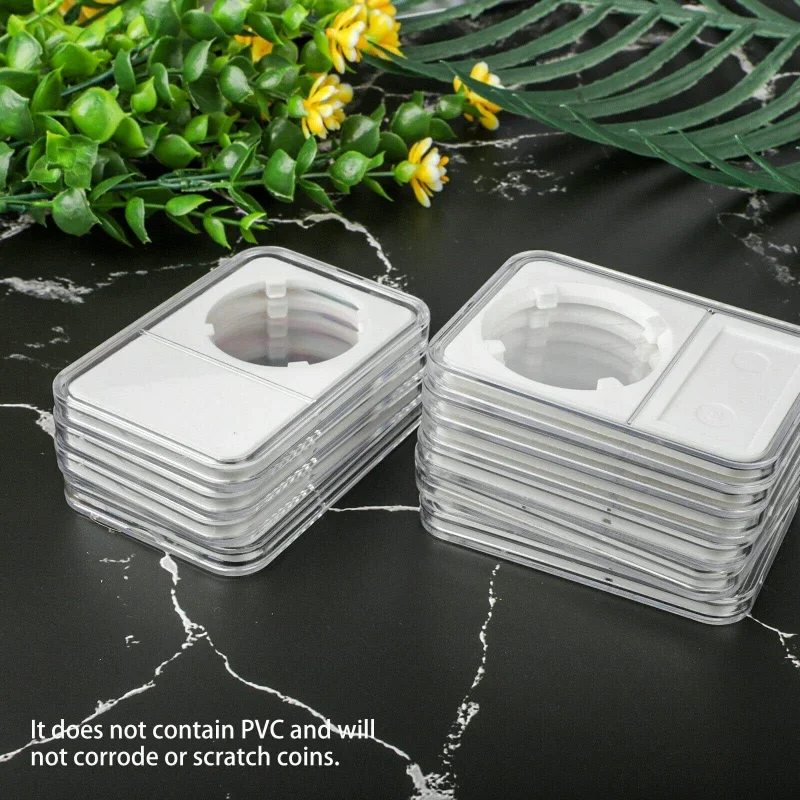 6 Pcs Coin Plate Capsule Protection Display Stand Storage Coin Protection Organiser Square Transparent Organiser Display Case