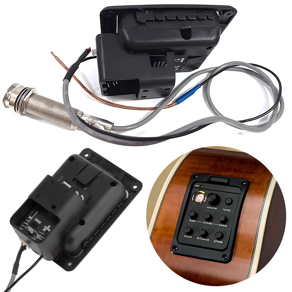 

201 Guitar Pickups Acoustic Guitar Preamp 4 Band Acoustic Guitar Pickup Preamp EQ Tuner Onboard Preamps for Fishman Presys+