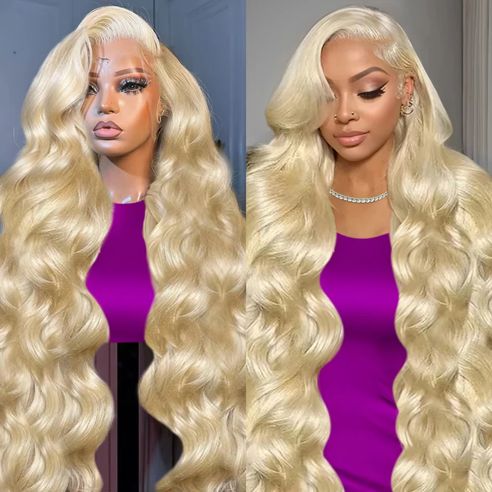 

36 40 Inch 613 Honey Blonde Color 13x6 HD Transparent Lace Frontal Body Wave Human Hair Wig 250 Density 13x4 Front Wig For Women