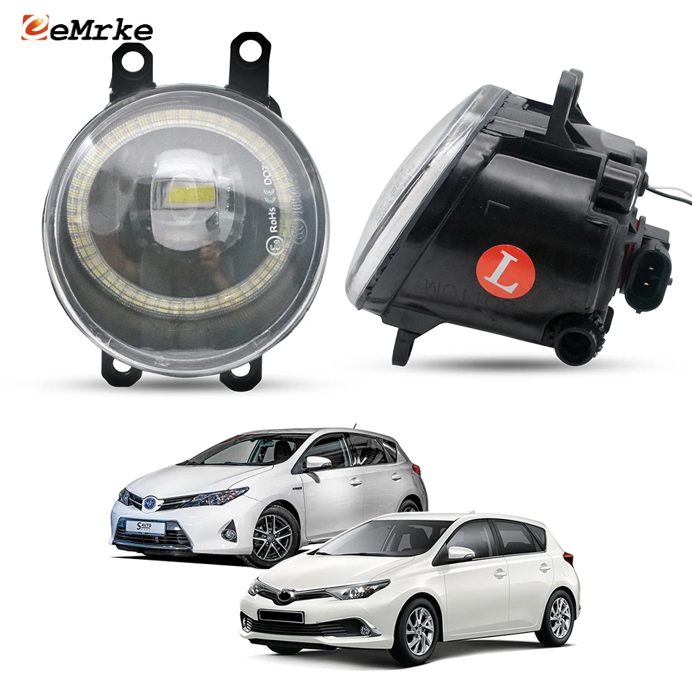 

LED Fog Lights Driving Lamp for Toyota Auris Corolla Ascent Levin E18_ 2012-2018 Car PTF with Angel Eye DRL + Lens Left & Right