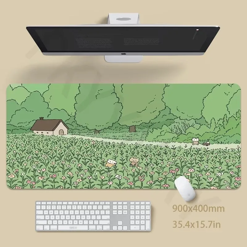 Lovely Country Green Meadow Printed Large Mouse Pad Extended Desk Mat Waterproof Non Slip Rubber Keyboard Mat For Office