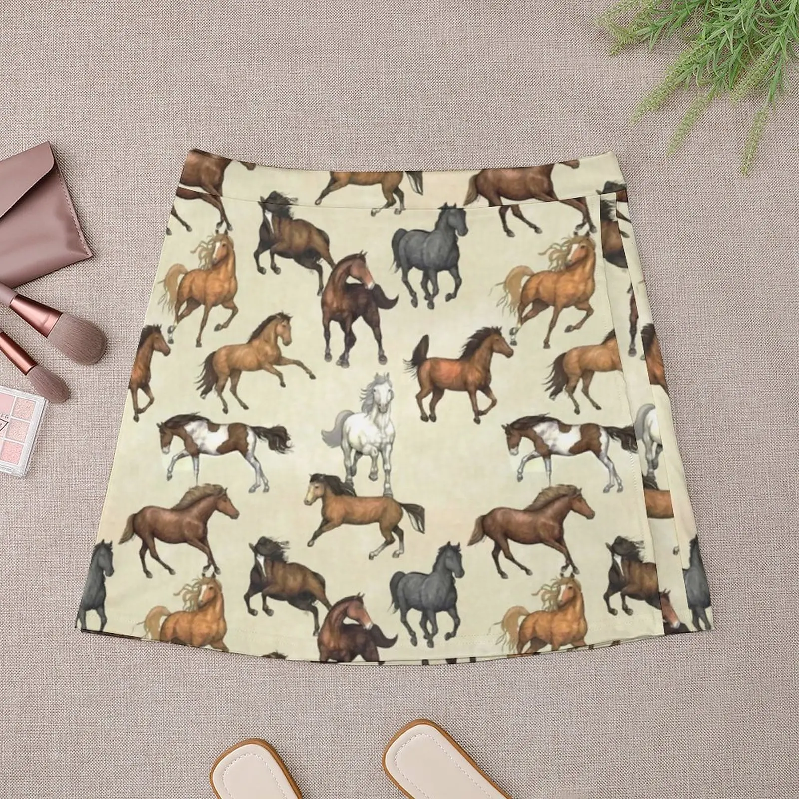 Sunset Horse Skirt Ladies Cool Animal Print Elegant Mini Skirts High-waisted Trendy Korean Fashion Casual Skirt Big Size 3XL 4XL