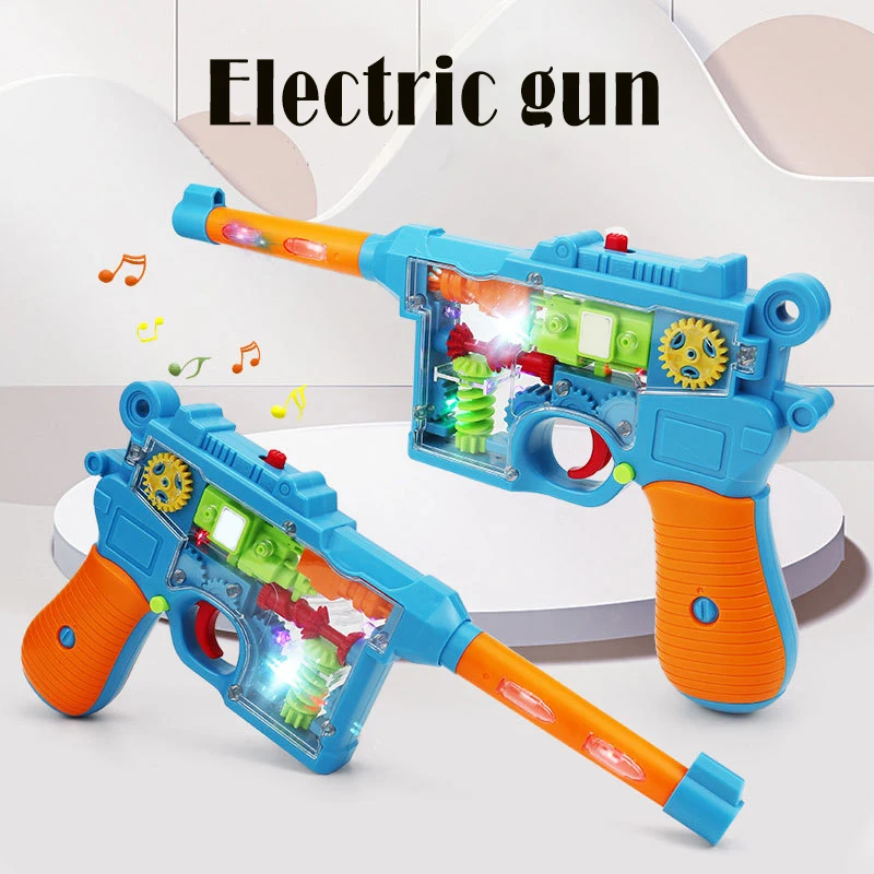 Children's Electric Gun Toy Simulation Model Light Transparent Boys And Girls Telescopic Vibration Gun Model Toys For Kids Gift