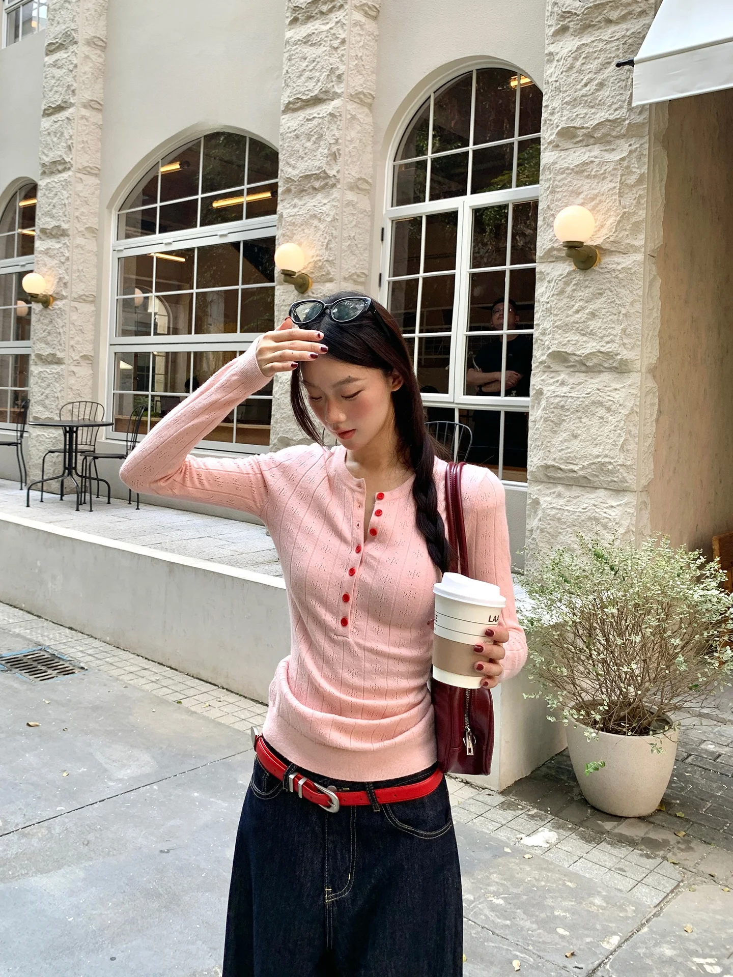 سترة نسائية شتوية بأكمام طويلة من الصوف المحبوك باللون الوردي، ملابس خارجية كاجوال ذات إحساس راقي، تصميم داخلي متناسق بلمسة ش... #5